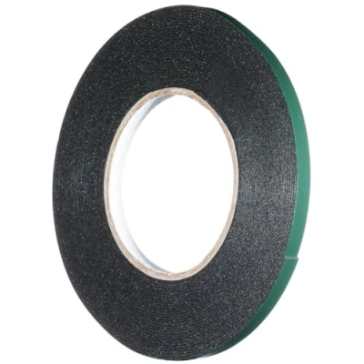 Image of YoiYee 8mm x 10m Double Sided Foam Tape, Strong Sticky Adhesive Green Film Glazing PE Sponge Strip Mounting Black