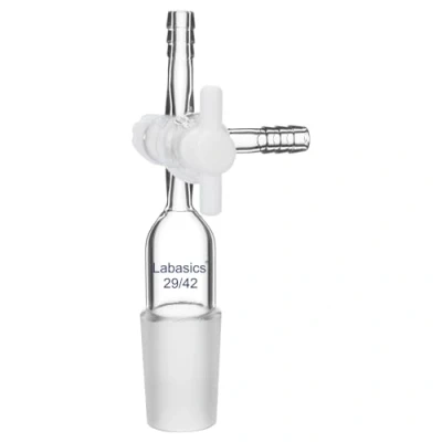 Image of Labasics Vacuum Glass 3 Way Flow Control Adapter, Borosilicate Adapter with Standard 29/42 Taper Joint and PTFE Stopcock for Laboratory