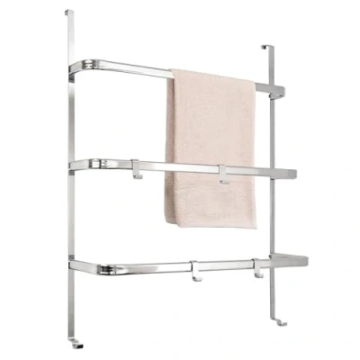 Image of bremermann Door Rails, Over Towel Rail with 4 Practical Hooks (Silver)