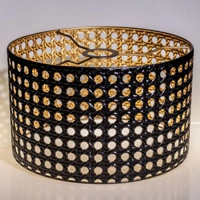 Image of Pendant Light Shades,Metal Drum lamp Shades Table Shades,Hollow Carved Design Replacement lampshades (Black gold5)