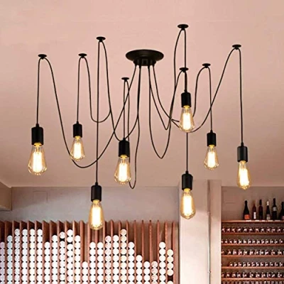 Image of Lrpiyvo Spider Lights Pendant Lighting Ceiling Chandelier, E27 Vintage Industrial Light Fitting, 3/5/7/8/10 Heads Chandelier