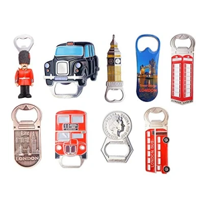 Image of Great Mix of London Icons Bottle Opener Fridge Magnets Set 9 (SHOPONICA)