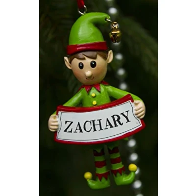 Image of Boxer Gifts Zachary Elf Christmas Tree Decoration Xmas Bauble Ornament Gift One for The Whole Family, Ceramic, Multi Colour, 8 x 4.5 2 cm