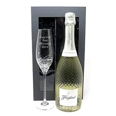 Image of Personalised Diamante Flute &amp; Freixenet Prosecco 75cl (Presentation Gift Box)