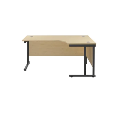 Image of Jemini Radial Right Hand Double Upright Cantilever Desk 1600x1200x730mm Maple/Black KF820468