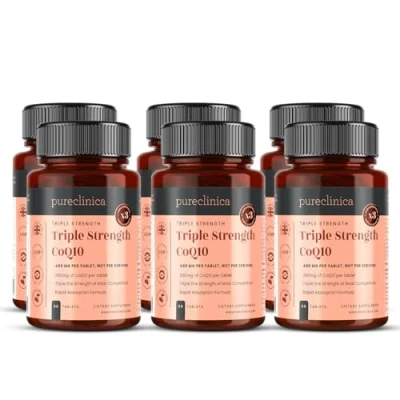 Image of Pureclinica CoQ10 300mg x 540 Tablets (6 Bottles of 90) 18 Months Supply W/VIT C and Black Pepper