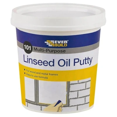 Image of Everbuild 101 Multi Purpose Linseed Oil Putty Suitable for Single Pane Glass Natural 1kg