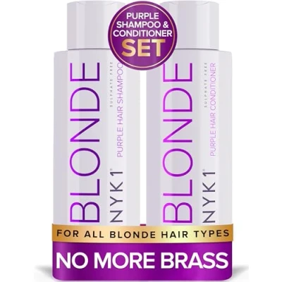Image of NO MORE BRASS Purple Shampoo And Conditioner For Blonde Hair Set (500ml x2) Sets To Eliminate Yellow Brassy Tones