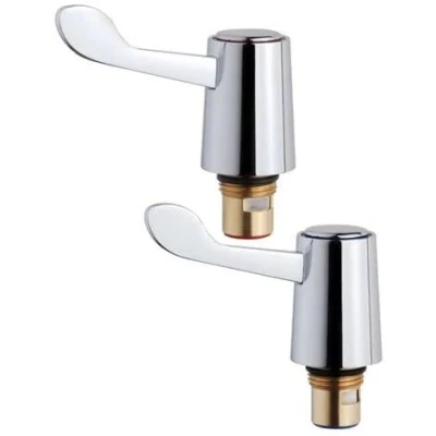 Image of UKDD® Basin Sink Tap Lever Head Conversion Kit 1/2&quot; Bidet Handle Quater Trun Valve Cartridges (Hot &amp; Cold)