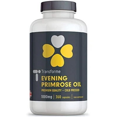 Image of Transforme Evening Primrose Oil 1000mg Capsules Cold Pressed Maximum Potency 360 Omega 6 Softgels High GLA Gamma Linolenic Acid