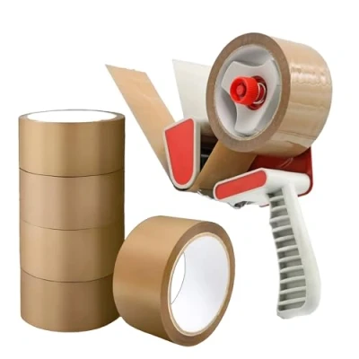 Image of Episent Heavy Duty Packaging Tape Gun Dispenser with 6 Brown Rolls 48MM x 66M Ideal for Parcel Boxes or General Packing Included