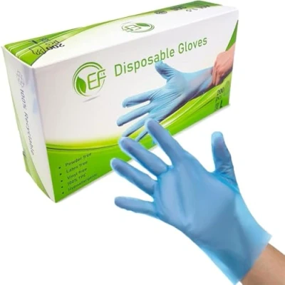 Image of Nationwide Paper Disposable Blue TPE Gloves Pk of 200 (1 Box) Strong &amp; Stretchable 100% Recyclable Powder, Vinyl, Latex Free Food Grade Protective Cleaning Household work (Large)