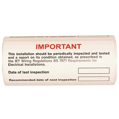 Image of Warning Signs PERIODIC INSPECTION LABEL S/A VINYL 100 LABELS ON A ROLL