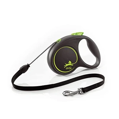 Image of Flexi Black Design Cord Green Medium 5m Retractable Dog Leash/Lead for dogs up to 20kgs/44lbs