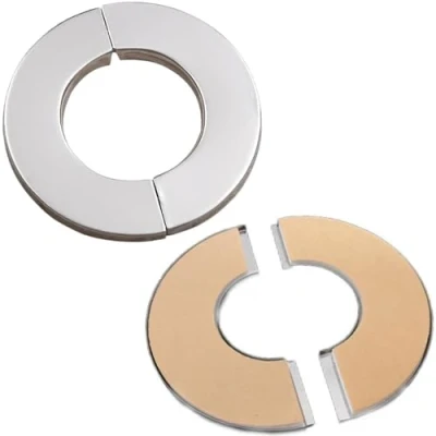 Image of 2 PCS Split Two Piece Chrome Stainless Steel Valve/Tap Cover/Valve Hole Cover Tap Plug in Collar Silver 91mm
