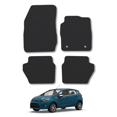 Image of 5mm Rubber Car Mats Compatible With Ford Fiesta (2008 2011) [MK6] Tailored Fit Floor Set Accessory Custom Anti Slip Backing Heavy Duty Waterproof Easy Clean Durable Weather Full Coverage