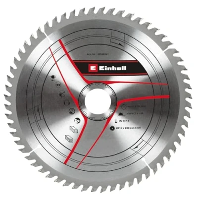 Image of Original Einhell Circular Saw Blade 216 x 30 mm (Saw Accessories, Diameter mm, Intake 60 Teeth, Cutting Width 2.4 for Pull Cap Mitre Saws and Saws)