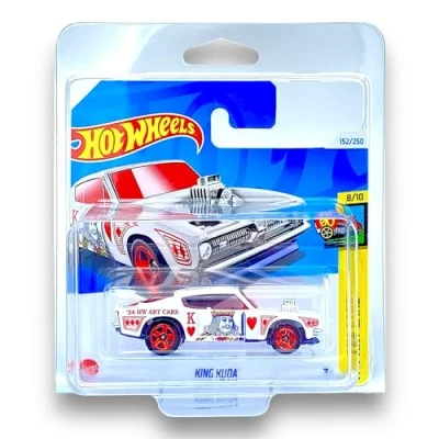 Image of Hot Wheels King Kuda (King of Hearts) 8/10 HW Art Cars 2024 152/250 (Short Card) COMES IN A GENUINE KLAS CAR KEEPER PROTECTOR CASE HTB77