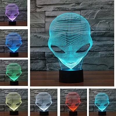 Image of KINGCOO 3D Table Lamp, Alien Shapes Optical Illusion Visual Night Light 7 Color Change USB Touch Button LED Desk Atmosphere Lamp,Baby Gift(Hot Man)