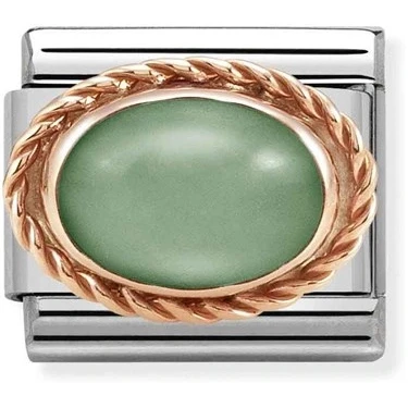 Image of Nomination Rose Gold Green Aventurine Oval Charm
