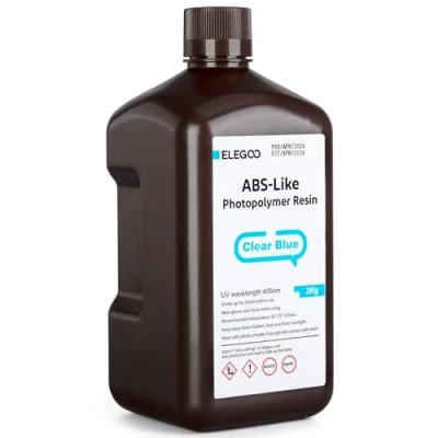 Image of ELEGOO ABS Like 3D Printer Resin 2KG Clear Blue, Less Fragile Tough 405nm Rapid UV Curing Photopolymer for LCD DLP