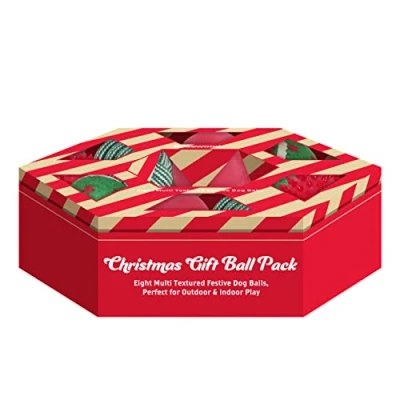 Image of Rosewood Christmas Ball Gift Pack, Multi Texture Pack of 8 Balls For Dogs, Colour, 6cm x 6xm