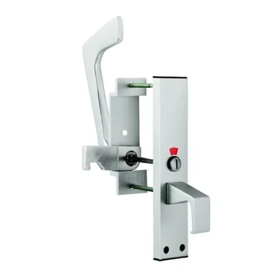 Image of IRONZONE® Disabled Toilet Handle Set, EST9625SAA Satin Anodised Aluminium, Versatile Assembly, Suitable for hinged/Swing or Sliding Doors, Simple Lever Operation