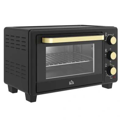 Image of HOMCOM Mini Oven, 16L Countertop Electric Grill, Toaster Oven with Adjustable Temperature, 60 Min Timer, Crumb Tray, Baking Wire Rack, Tray Handle, 1400W, Black