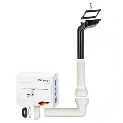 Image of tecuro Sink Overflow Kit, Plastic, for Drainer (Top Drainage, Horizontal 1 inch Thread Connection, Made in Germany)