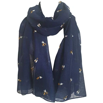 Image of GlamLondon Bumble Bee Print Scarf Ladies Lightweight Fashion Oversize Wrap (ZY Navy)