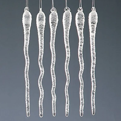 Image of Widdle Gifts Glass Christmas Tree Decoration (6 Frosted Wavy Icicles 1326)