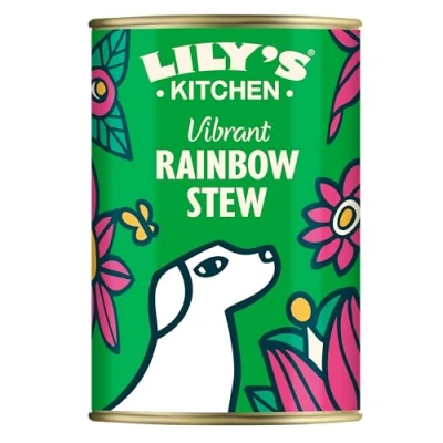 Image of Lily&#039;s Kitchen Made with Natural Ingredients Adult Wet Dog Food Tin Vibrant Rainbow Stew 6 x 400g