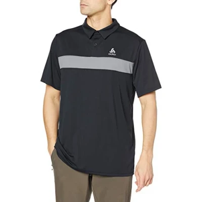 Image of Odlo Men&#039;s Nikko Polo Shirt, Mens, Shirts, 550232 60061, Black/Odlo Steel Grey S, S