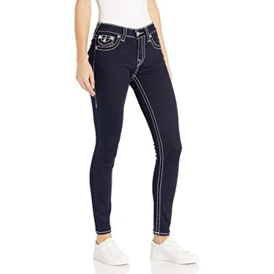 Image of True Religion Women&#039;s Jennie Mid Rise Curvy Fit Skinny Ankle Jean, Sample Body Rinse, 33