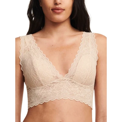 Image of Chantelle Touch Wirefree Bustier, Women&#039;s, Size: Small, Golden beige