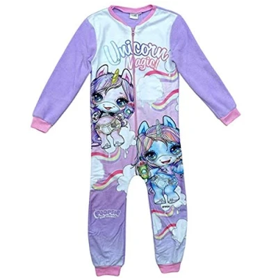 Image of Aykroyd and Sons Poopsie Unicorn Magic Kids All in One Girls Childrens Fleece Onesie Sleepsuit Pyjamas Lilac Age 3/4 Years