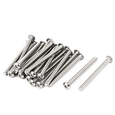 Image of Sourcingmap M3 x 35mm Full Thread Button Head Socket Cap Screw Silver Tone 25 Pcs