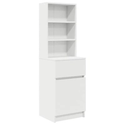 Image of vidaXL bedside cabinet/bedside table white, engineered wood bedroom/living room 39x35x125 cm modern, freestanding design, versatile shelving with customizable door