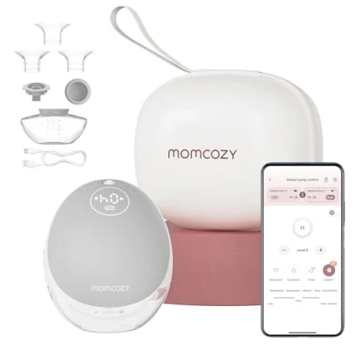 Image of Momcozy Hands Free Breast Pump Mobile Flow M9 Upgrade, Electric &amp; App Control, Personalized Multi Modes 15 Levels, Wearable Breastfeeding, 24mm (Cozy Gray, 1 Count)