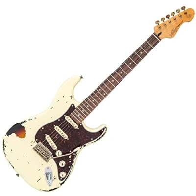 Image of VINTAGE V6 ICON DISTRESSED WHITE ON SUNBURST