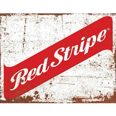Image of Lewistons Of London Red Stripe Jamaican Jamaica Beer Lager inspired Advert Vintage Retro Man Cave Bar Pub Shed Novelty Gift Tin Wall Décor Metal Sign