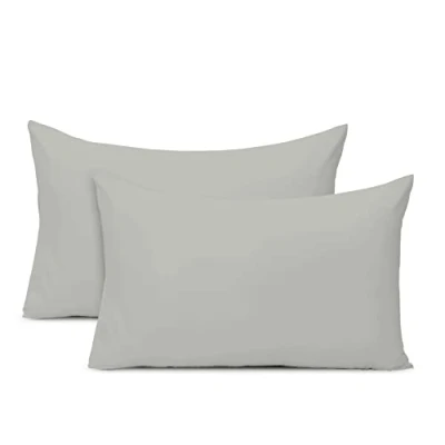 Image of Cotton Silver Housewife Percale Pillowcases 2 Pack 48x74, 100% Long Staple Combed Pillow Cover, Plain Weave Standard PillowCase (Silver Cases Pack) Pizuna
