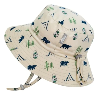 Image of JAN &amp; JUL Summer Kids Bucket Hat with Adjustable Strap (XL: 5 12 Years, Bear Camp)