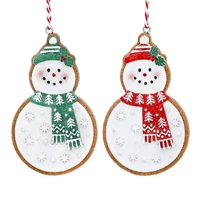 Image of Gisela Graham Resin Gingerbread Snowman Christmas Decorations set of two
