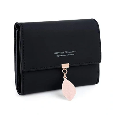 Image of RRANCharltu Purses for Women Small Wallets Soft Leather Ladies Purse Card Holder with Zipper Coin Pocket and Multiple Slots, ZDC01 Black