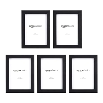 Image of Amazon Basics Rectangular Photo Frame, 13 cm x 18 cm, 5 Pack, Black