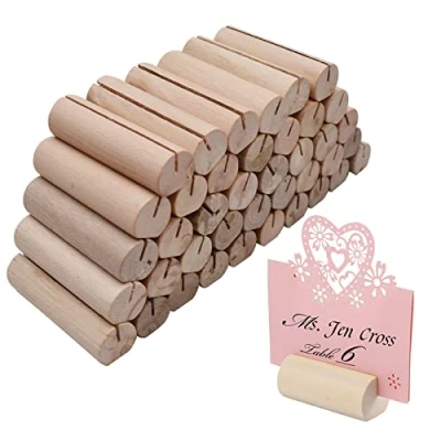 Image of Qixuer 40 Pieces Creative Wooden Note Stand,Table Number Stand Wedding Table Wood Card Holder Rustic Place Photo Picture Display for Home Office Party