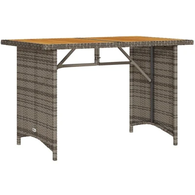 Image of vidaXL Garden Table with Wooden Top Grey 110x68x70 cm Poly Rattan