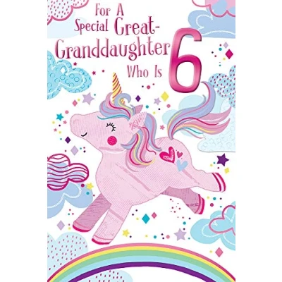 Image of Great Granddaughter 6th Age 6 Today Unicorn Happy Birthday Card Lovely Verse