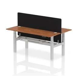Image of Air B2B 1800x600mm Adjustable 2P Bench Desk CP Walnut/Silver + Screen